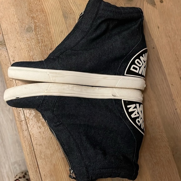 DKNY Connie Wedge Sneakers Denim Street Chic High-top Size 10 Exposed Zipper - Picture 6 of 9